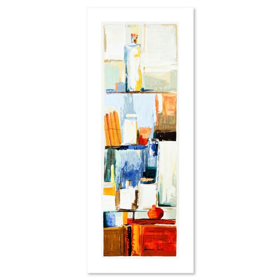 Adriana Naveh, "Bookcase II" Hand Signed, Numbered Limited Edition Serigraph with Letter of: Bookcase II is a limited edition serigraph on paper by Adriana Naveh. The piece comes hand signed by the artist, numbered, and with a letter of authenticity. Measures approximately 37" x 12.5".