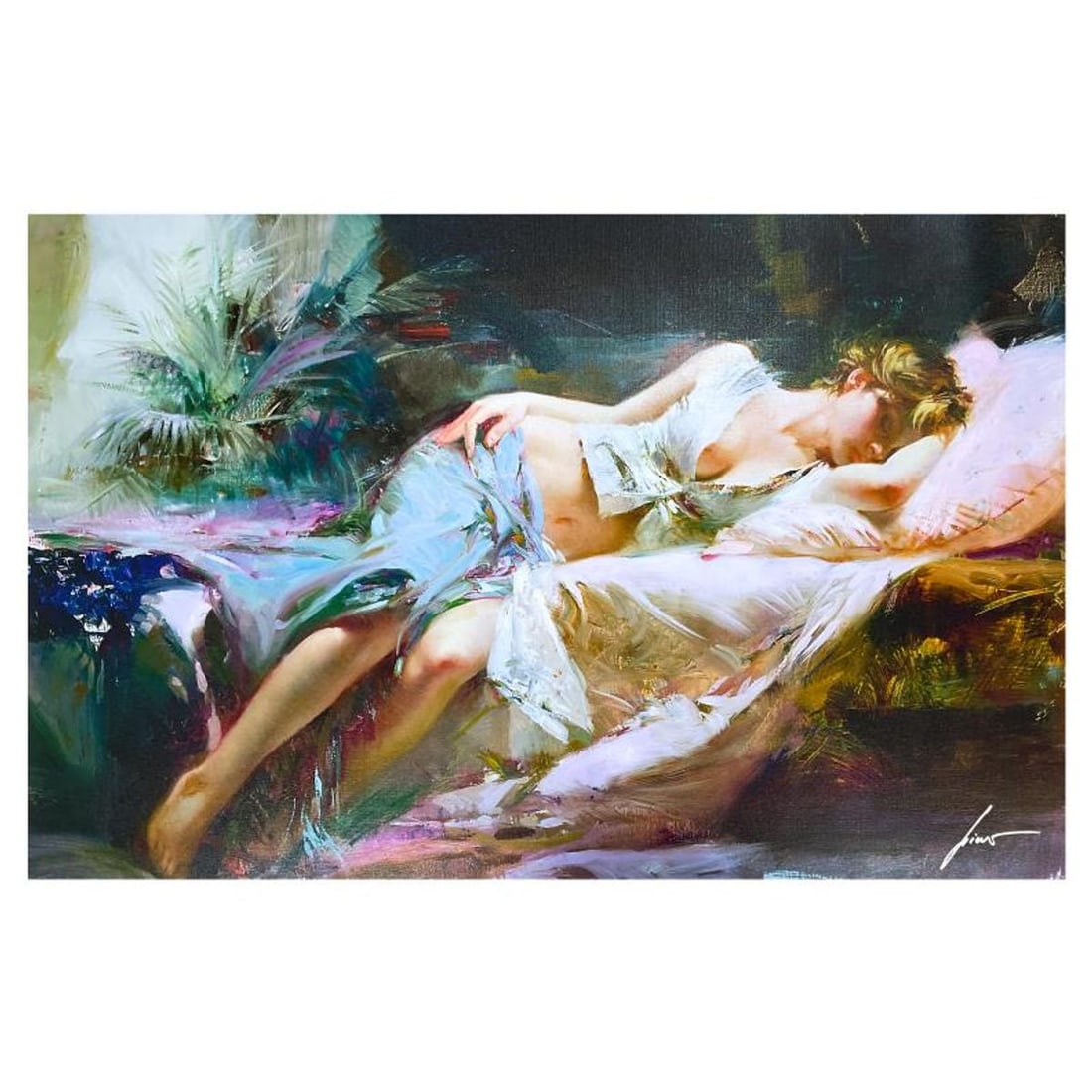 Pino (1939-2010) "Lost in Dreams" Limited Edition on Canvas, Numbered and Hand Signed with: Lost in Dreams is a limited edition giclee on canvas by Pino (1939-2010), numbered and hand signed by the artist. Includes Certificate of Authenticity. Measures approx. 26" x 40" (image). Reference#: 