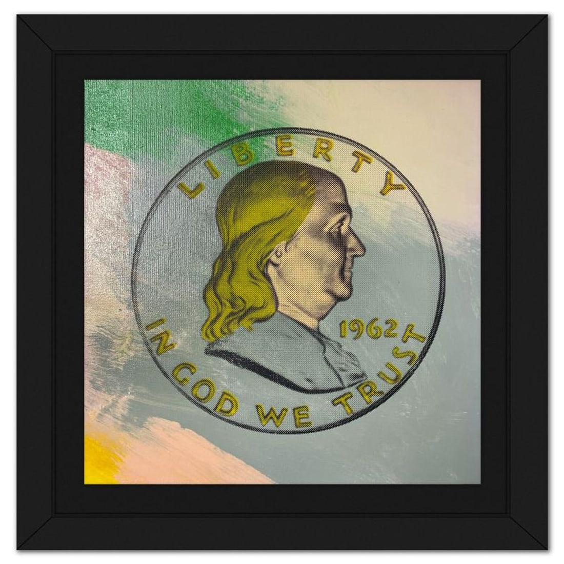 Steve Kaufman (1960-2010), "Ben Half Dollar" Framed Hand Embellished Limited Edition Silscreen, (1 of 2)