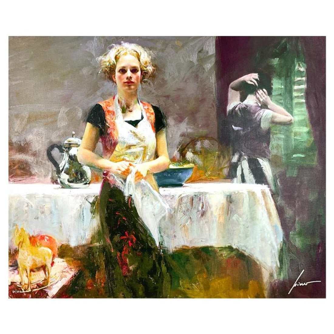 Pino (1939-2010), "In the Late Evening" Limited Edition on Canvas, Numbered 80/295 and Hand Signed: In the Late Evening is a limited edition giclee on canvas by Pino (1939-2010), numbered 80/295 and hand signed by the artist. Includes Certificate of Authenticity. Measures approx. 28" x 34" (image).