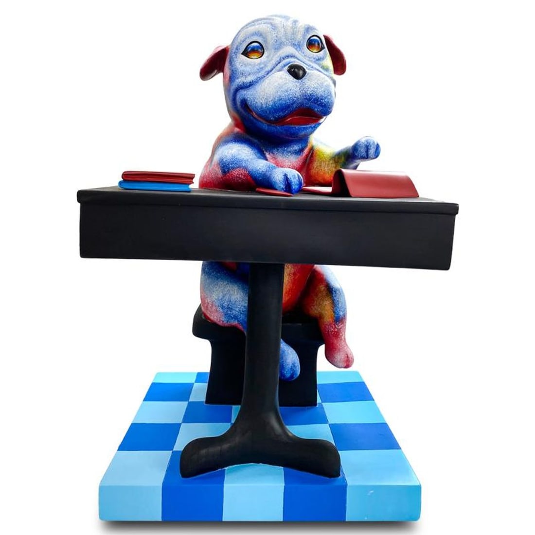 Wang, "Back to School Blues" Hand Painted Limited Edition Resin Sculpture, Numbered AP 6, Hand: Back to School Blues is a hand painted limited edition, dimensional art, resin sculpture by Wang. This piece is numbered AP 6 and hand signed in verso. Includes Letter of Authenticity. Measures approx