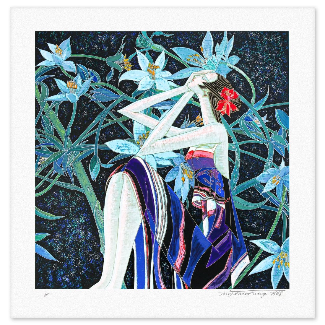 Ting Kuang- Silkscreen "Dream": Artist: Ting Kuang. Medium: Silkscreen. Title: Dream. Size: 29" x 28". Signature: Hand Signed and Numbered. Reference#: 80517.