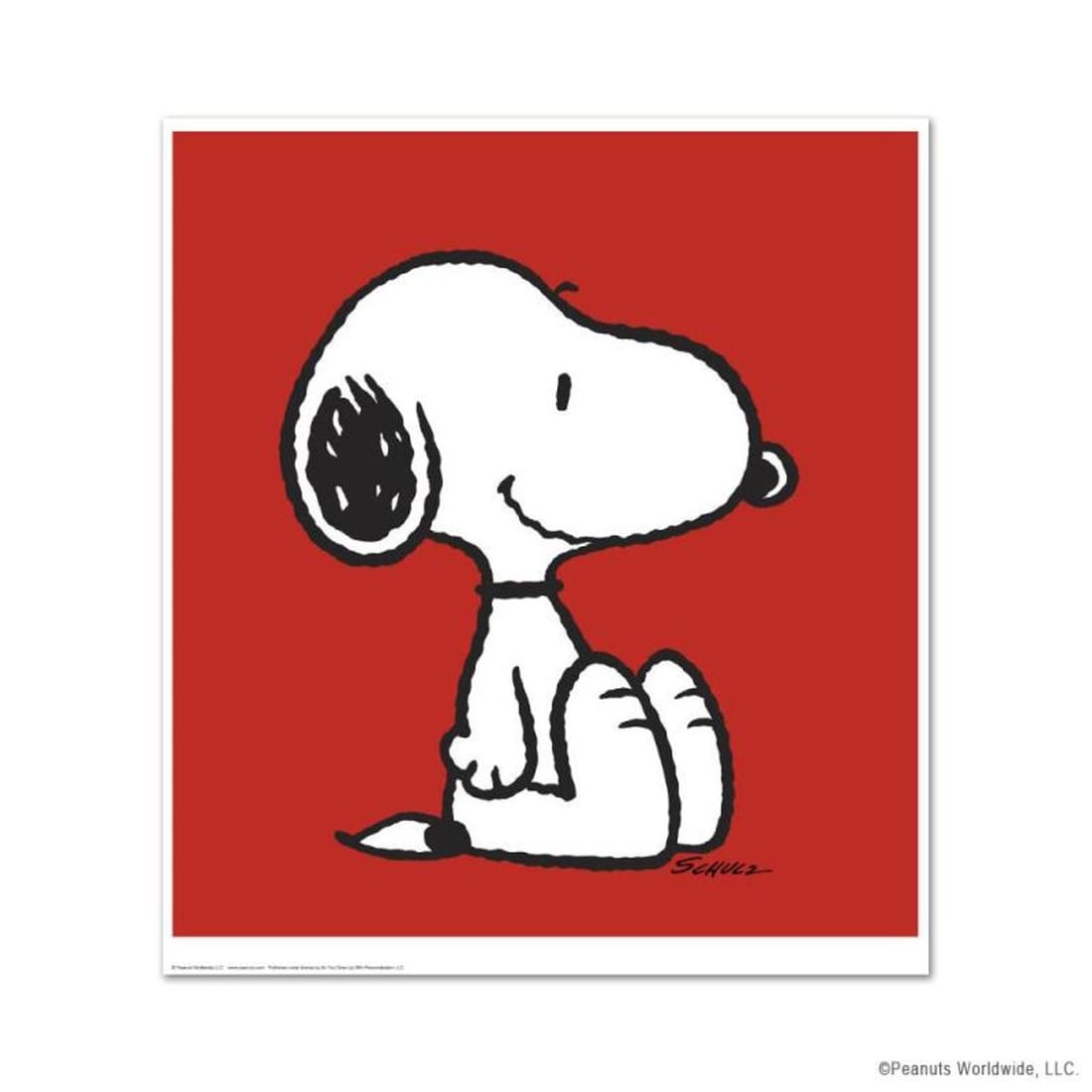 Peanuts, "Snoopy: Red" Hand Numbered Limited Edition Fine Art Print with Certificate of: A vibrant and striking edition portraying the simple yet emotive art of Charles. M. Schulz, creator of PEANUTS . You'll love the color, it really POPS in person! It looks incredible on the wall and wi
