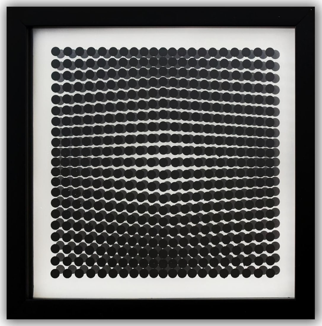 Victor Vasarely- 3D Wall Sculpture/object "Cinetiques": Artist: Victor Vasarely. Medium: 3D Wall Sculpture/object. Title: Cinetiques. Size: 10" x 10". Measures approx. 12" x 12" (framed). Additional: Custom Framed. 2 layers- Top layer printed on clear Luci