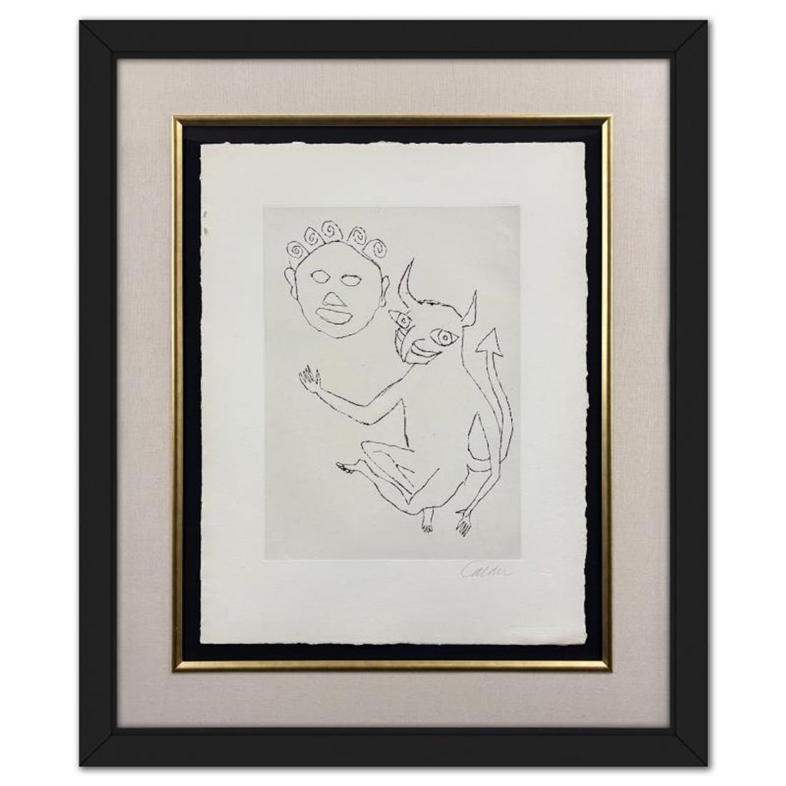 Alexander Calder (1898-1976), Framed Etching, Hand Signed from the "Santa Claus" Portfolio with (1 of 2)