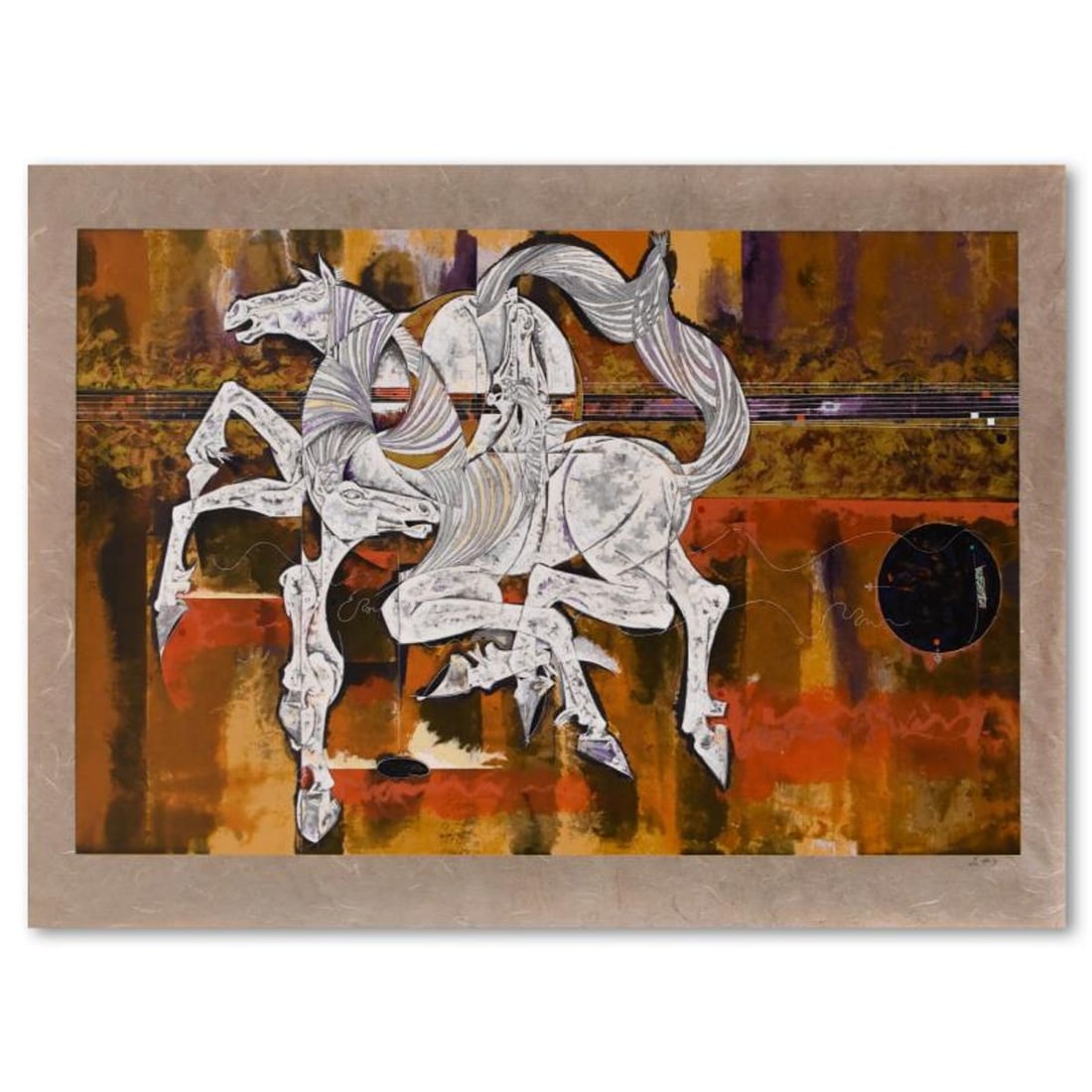 Lu Hong, "Equus" Limited Edition Serigraph on Rice Paper, Numbered and Hand Signed with Letter of: Equus is a limited edition serigraph on rice paper by Lu Hong, numbered and hand signed by the artist. Includes Letter of Authenticity. Measures approx. 45" x 32" (with border), 40" x 26" (image).