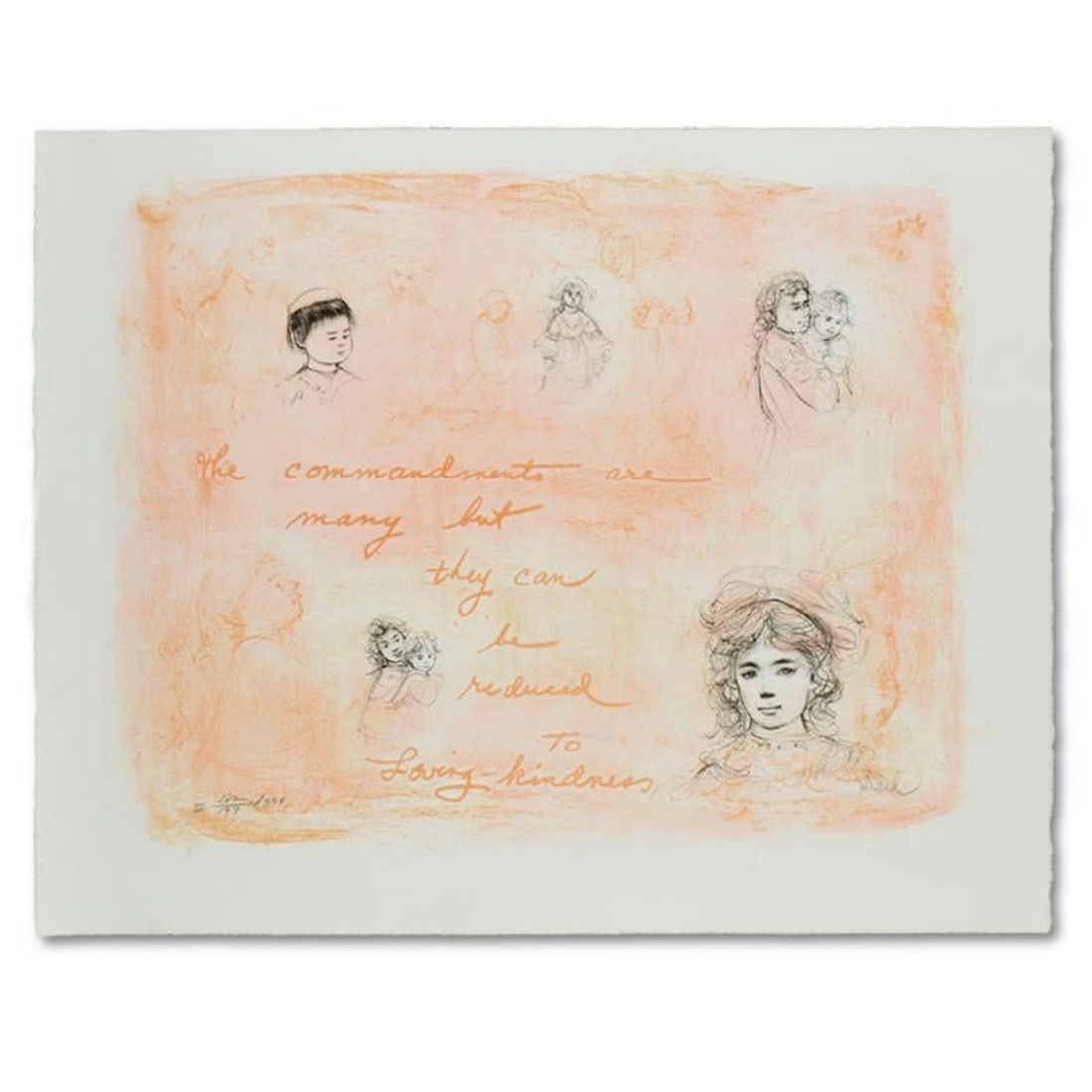 Edna Hibel (1917-2014), "Through the Generations" Limited Edition Lithograph, Numbered and Hand: Through the Generations is a limited edition lithograph on paper by Edna Hibel (1917-2014), numbered and Hand Signed by the artist. Includes Letter of Authenticity. Measures approx. 16" x 12.5" (borde