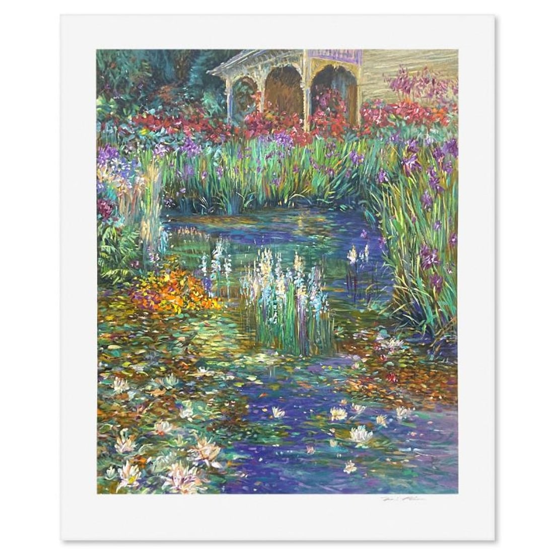 Henri Plisson (1933-2006), "Lily Pond" Limited Edition Serigraph, Numbered and Hand Signed with: Lily Pond is a limited edition serigraph on paper by Henri Plisson (1933-2006), numbered and hand signed by the artist. Includes Letter of Authenticity. Measures approx. 35.5" x 29" (border), 30" x