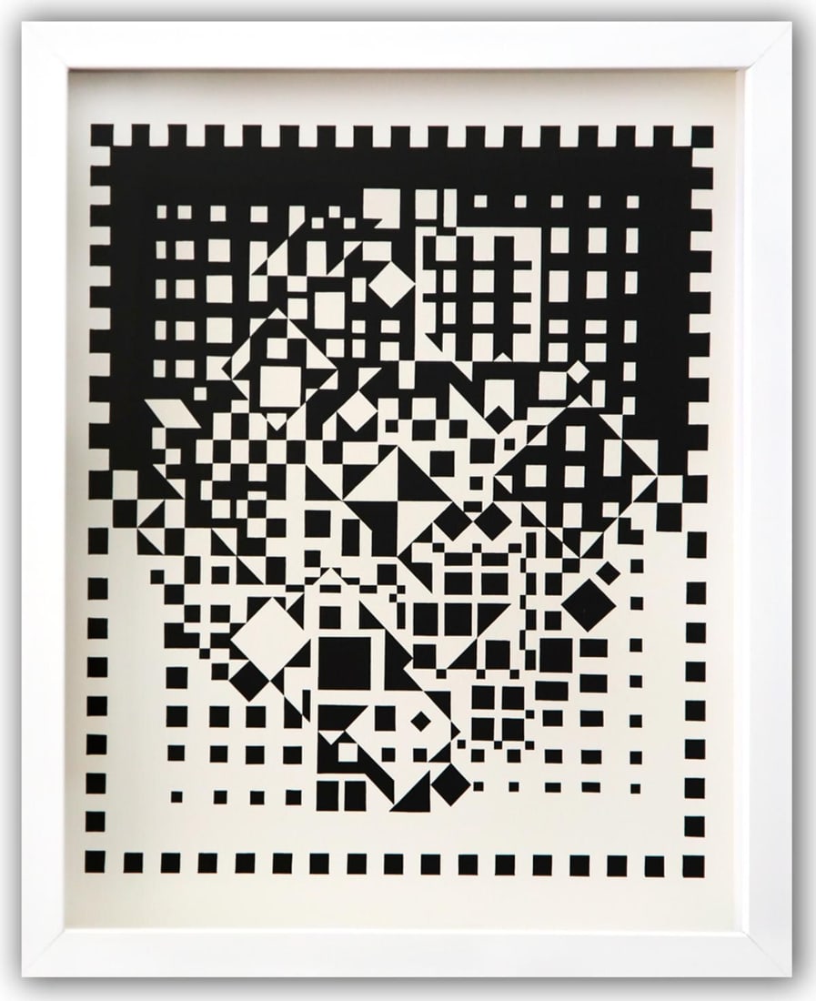 Victor Vasarely- Heliogravure Print "Untitled": Artist: Victor Vasarely. Medium: Heliogravure Print. Title: Untitled. Size: 13" x 10". Measures approx. 15" x 12" (framed). Additional: Custom Framed. Reference#: 21520.