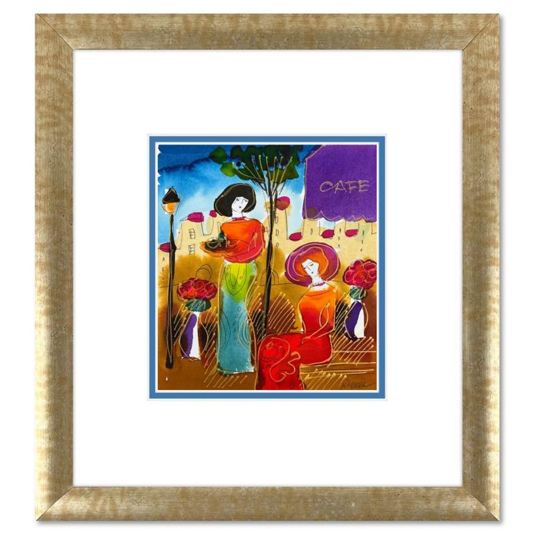 Moshe Leider, Framed Original Mixed Media Watercolor Painting, Hand Signed with Letter of: This is an original mixed media watercolor painting on paper by Moshe Leider. Hand signed by the artist, this piece comes custom framed and includes a Letter of Authenticity. Measures approximately