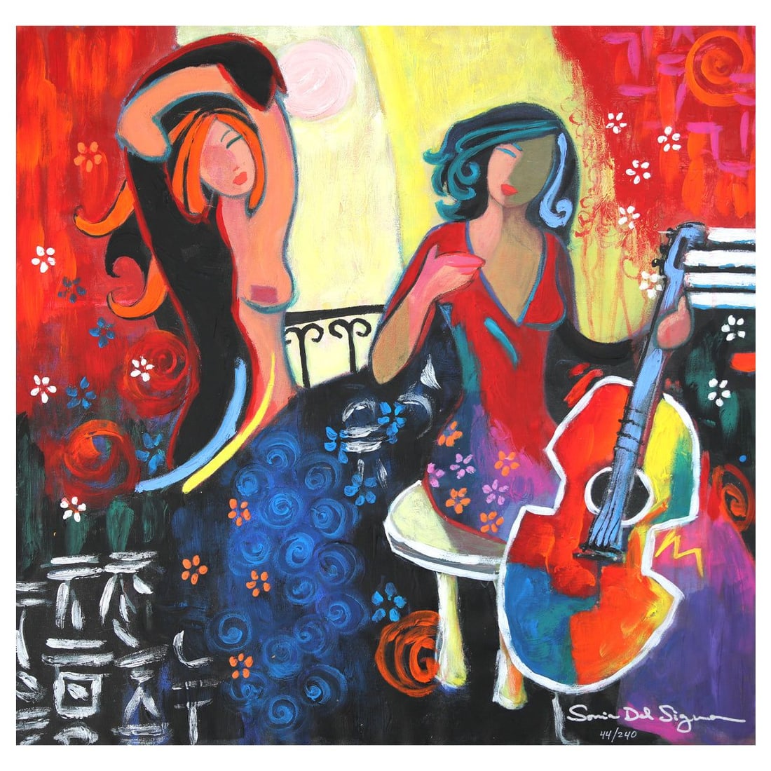 Sonia Del Signore- Serigraph "Artist's Life": Artist: Sonia Del Signore. Medium: Serigraph. Title: Artist's Life. Size: 28" x 28". Signature: Hand signed and numbered. Reference#: 74838.