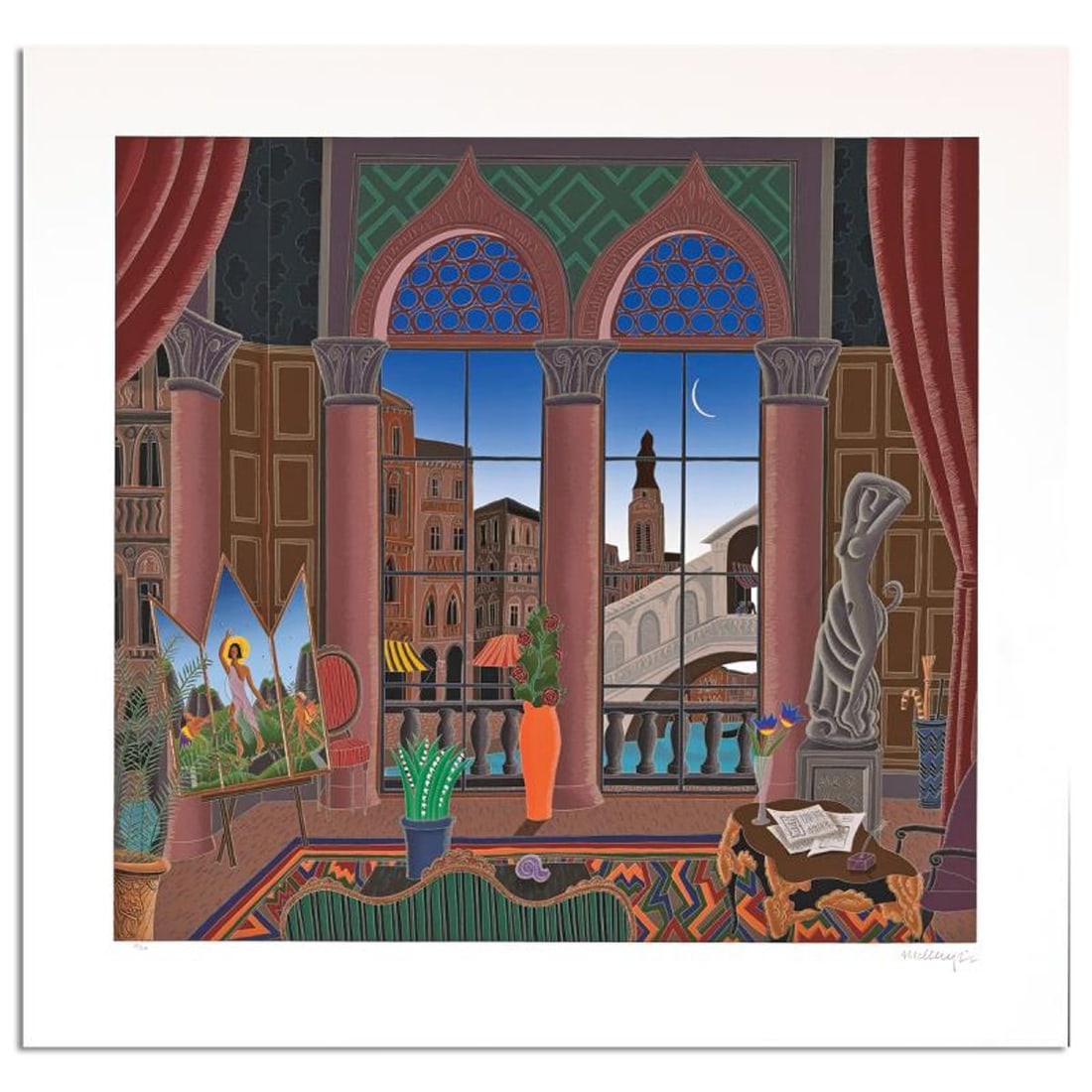 Thomas Mcknight, "Capriccio" Limited Edition Serigraph, Numbered and Hand Signed with Letter of: Capriccio is a limited edition serigraph on paper by Thomas Mcknight, numbered and hand signed by the artist. Includes Letter of Authenticity. Measures approx. 32.5" x 32" (border), 26" x 28" (image).