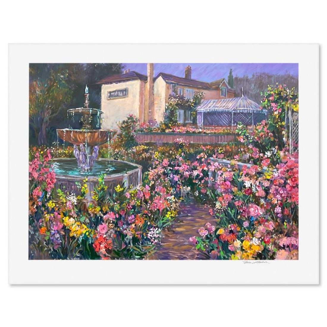 Henri Plisson (1933-2006), "Villa Fontana" Limited Edition Serigraph, Numbered and Hand Signed with: Villa Fontana is a limited edition serigraph on paper by Henri Plisson (1933-2006), numbered and hand signed by the artist. Includes Letter of Authenticity. Measures approx. 29.5" x 37" (border), 24" 