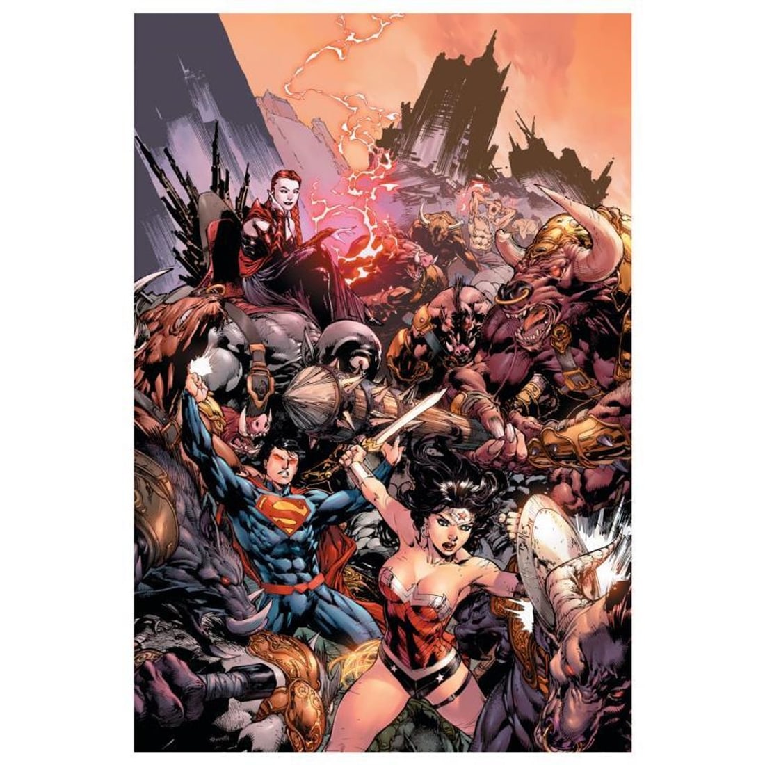 DC Comics, "Superman/ Wonder Woman #17" Numbered Limited Edition Giclee on Canvas by Ed Bened with: Superman/ Wonder Woman #17 is a limited edition giclee on canvas featuring art by Ed Bened from the 2015 comic. This piece comes gallery wrapped and includes a certificate of authenticity. Measures ap