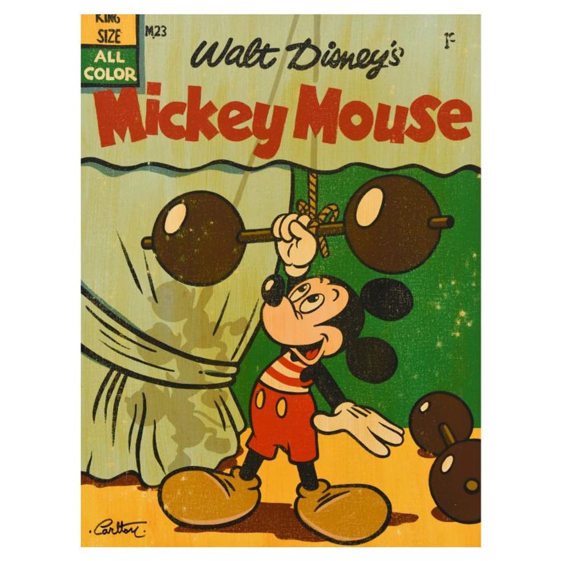 Trevor Carlton, "Muscle Mickey" Limited Edition on Canvas from Disney Fine Art, Numbered and Hand: Muscle Mickey is a limited edition giclee on canvas by Trevor Carlton, numbered and hand signed by the artist. This piece is licensed by Disney Fine Art. This piece is hand finished and has an intenti