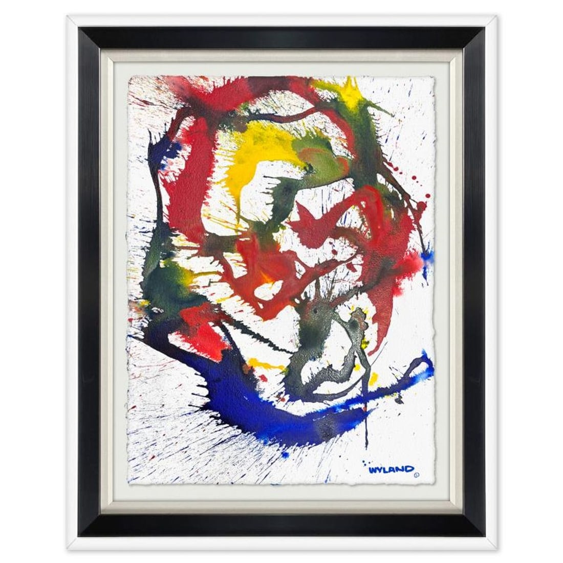 Wyland, "Untitled Abstract" Framed Original Painting on Paper, Hand Signed with Letter of: This is an original watercolor painting on paper by Wyland, hand signed by the artist. This piece comes custom framed. Includes Letter of Authenticity. Measures approximately 38.5" x 31" x (framed), 3