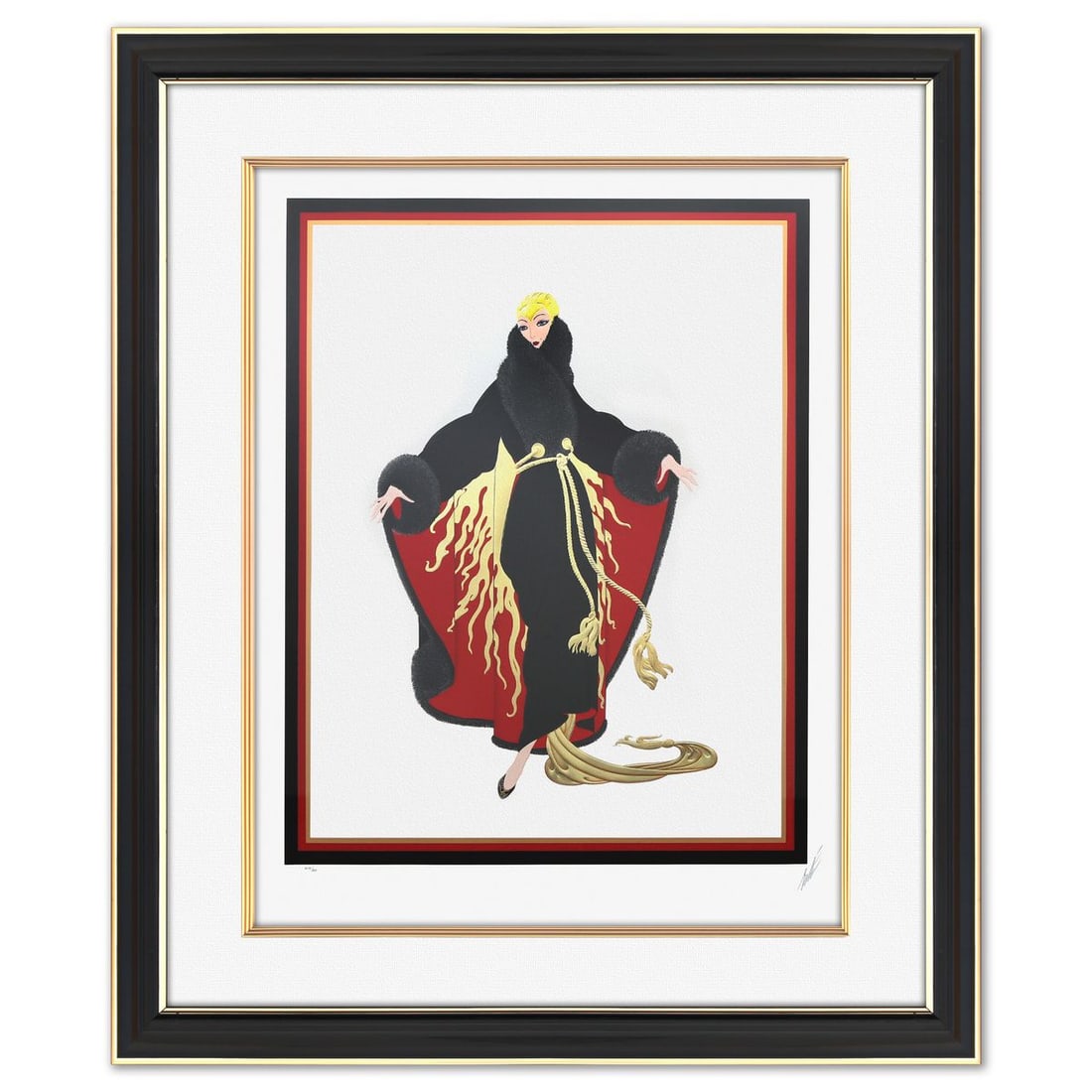 Erte- Serigraph on Paper "Faubourg St. Honore": Artist: Erte. Medium: Serigraph on Paper. Title: Faubourg St. Honore. Size: 36" x 27". Measures approx. 49" x 41" (framed). Signature: Hand Signed and numbered. Additional: 212/300. Reference#: 26390.