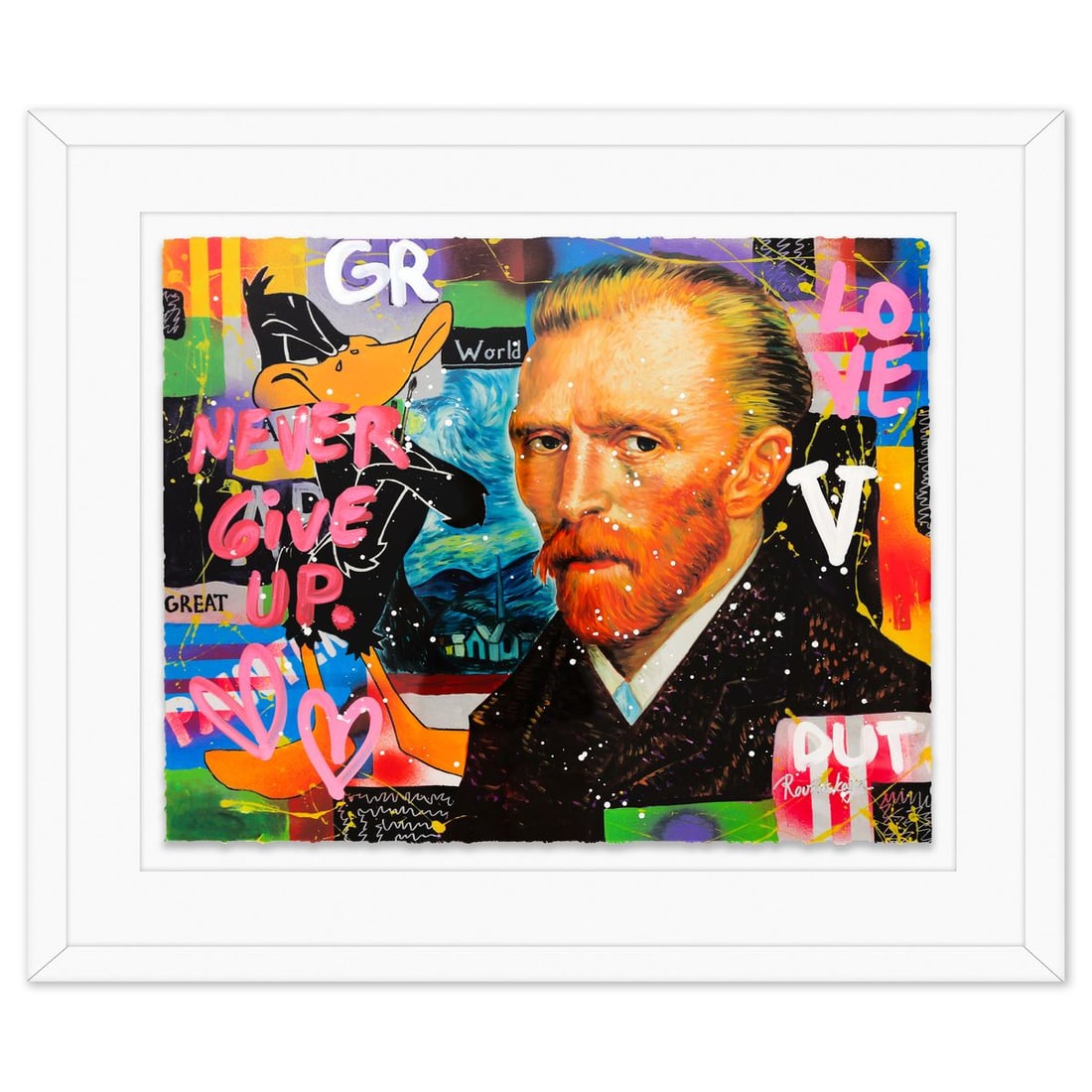 Nastya Rovenskaya- Original Mixed Media on Deckle Edge Paper "Van Gogh" (1 of 2)