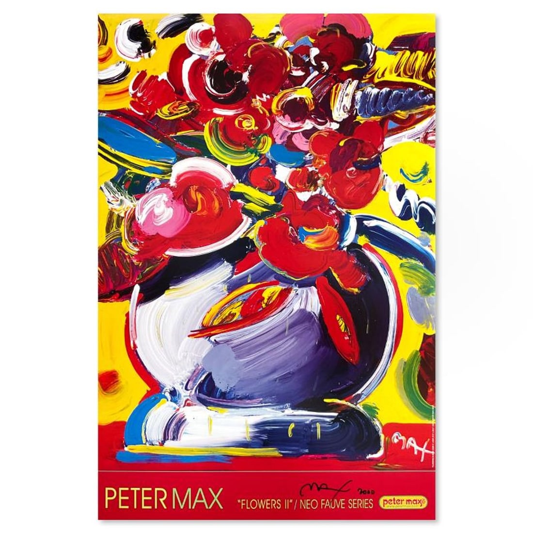 Peter Max, "Flowers II" Hand Signed Poster with Letter of Authenticity. (1 of 2)