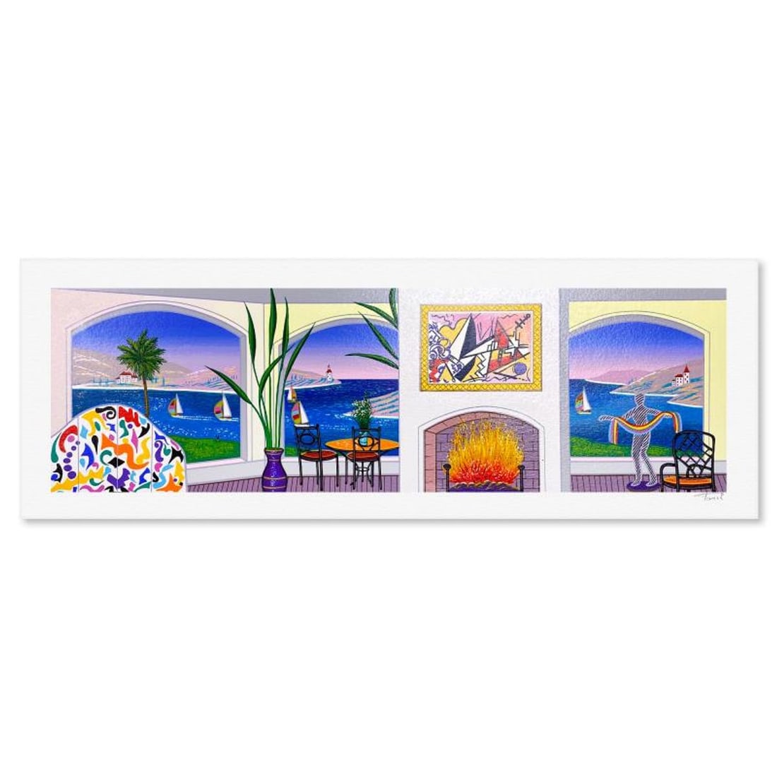 Fanch Ledan, "Interior with Leger" Limited Edition Serigraph, EA Numbered and Hand Signed with: Interior with Leger is a limited edition serigraph on paper by Fanch, EA numbered and hand signed by the artist. Includes Letter of Authenticity. Measures approx. 9" x 25.5" (border), 7" x 23" (image)