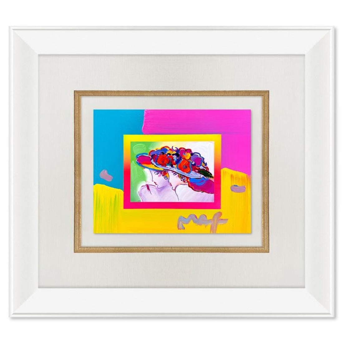 Peter Max, "Friends" Framed One-of-a-Kind Acrylic Mixed Media, Hand Signed with Registration Number (1 of 2)