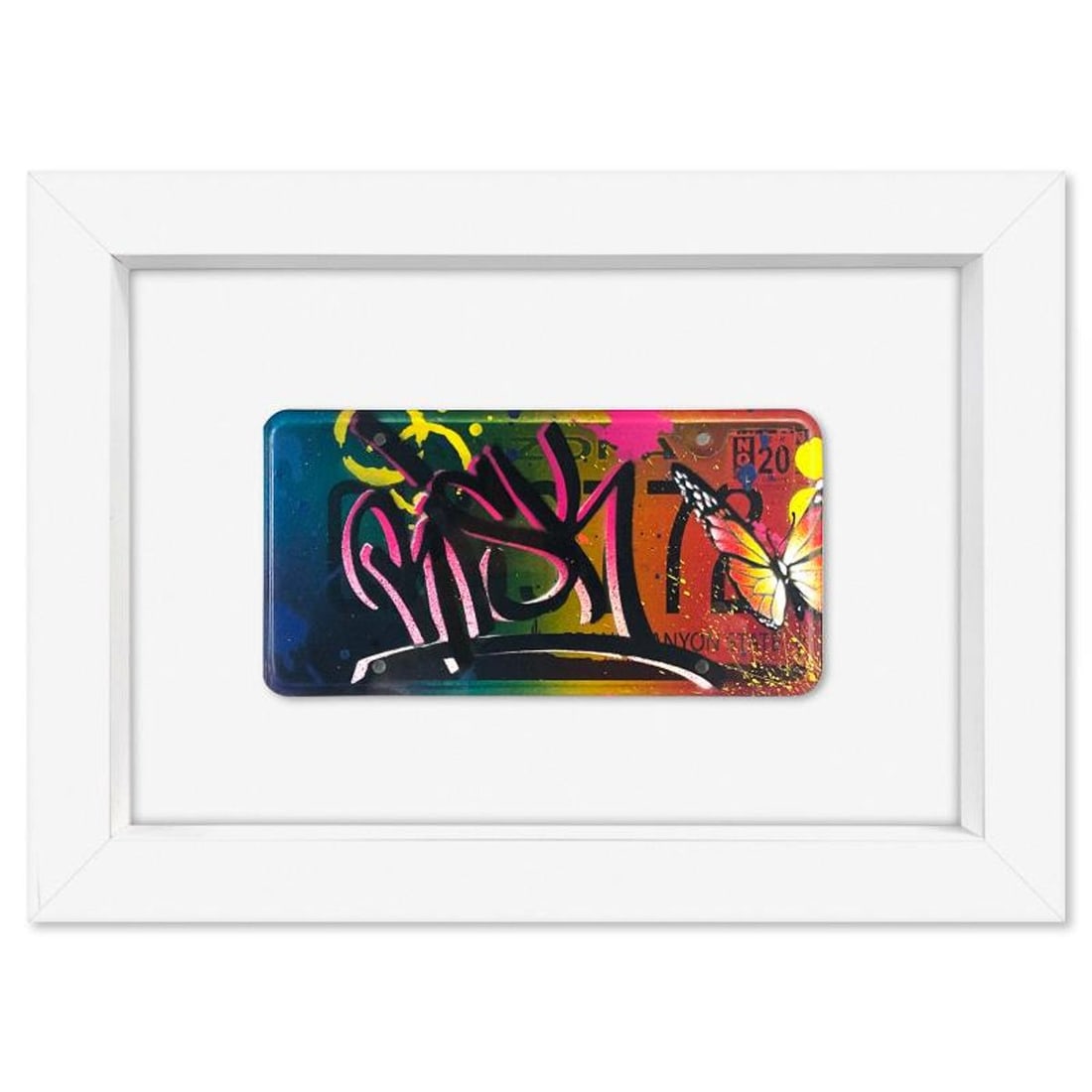 RISK, "License Plate" Framed Mixed Media Original with Letter Authenticity (1 of 1)