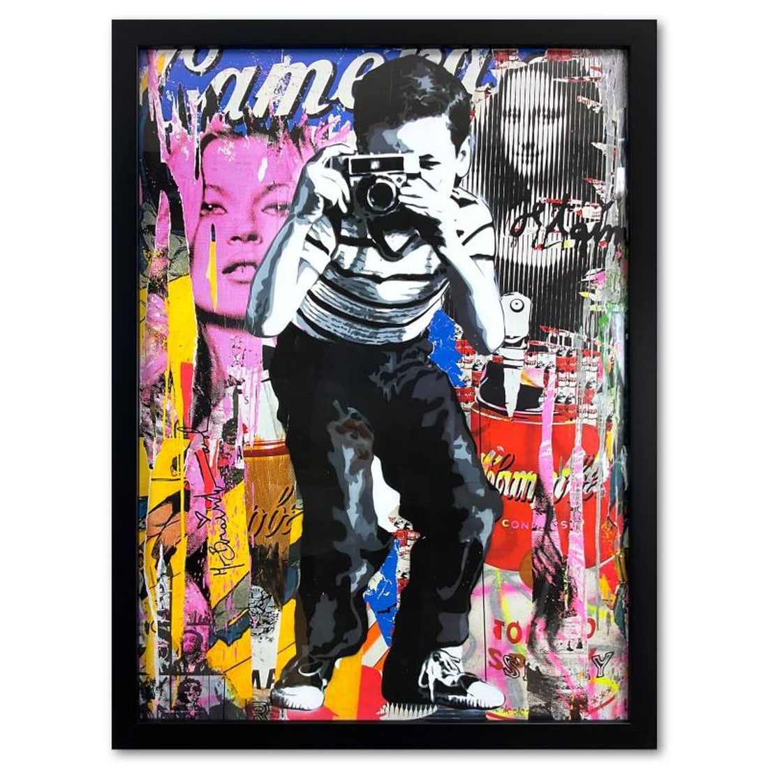 Mr. Brainwash, "Smile" Custom Framed Plate Signed Offset Lithograph.: Smile is an offset lithograph on paper by Mr. Brainwash, bearing the plate signature of the artist. This piece comes custom framed. Measures approx. 33" x 25" (frame), 30.5" x 22.5" (image). This item