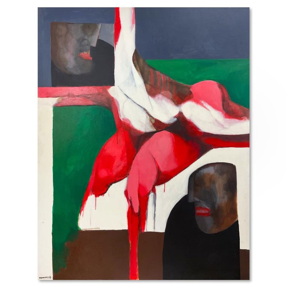 Milton Berwin (1925-2023), Original Painting on Canvas (60" x 48"), Dated 1994 and Hand Signed with (1 of 2)