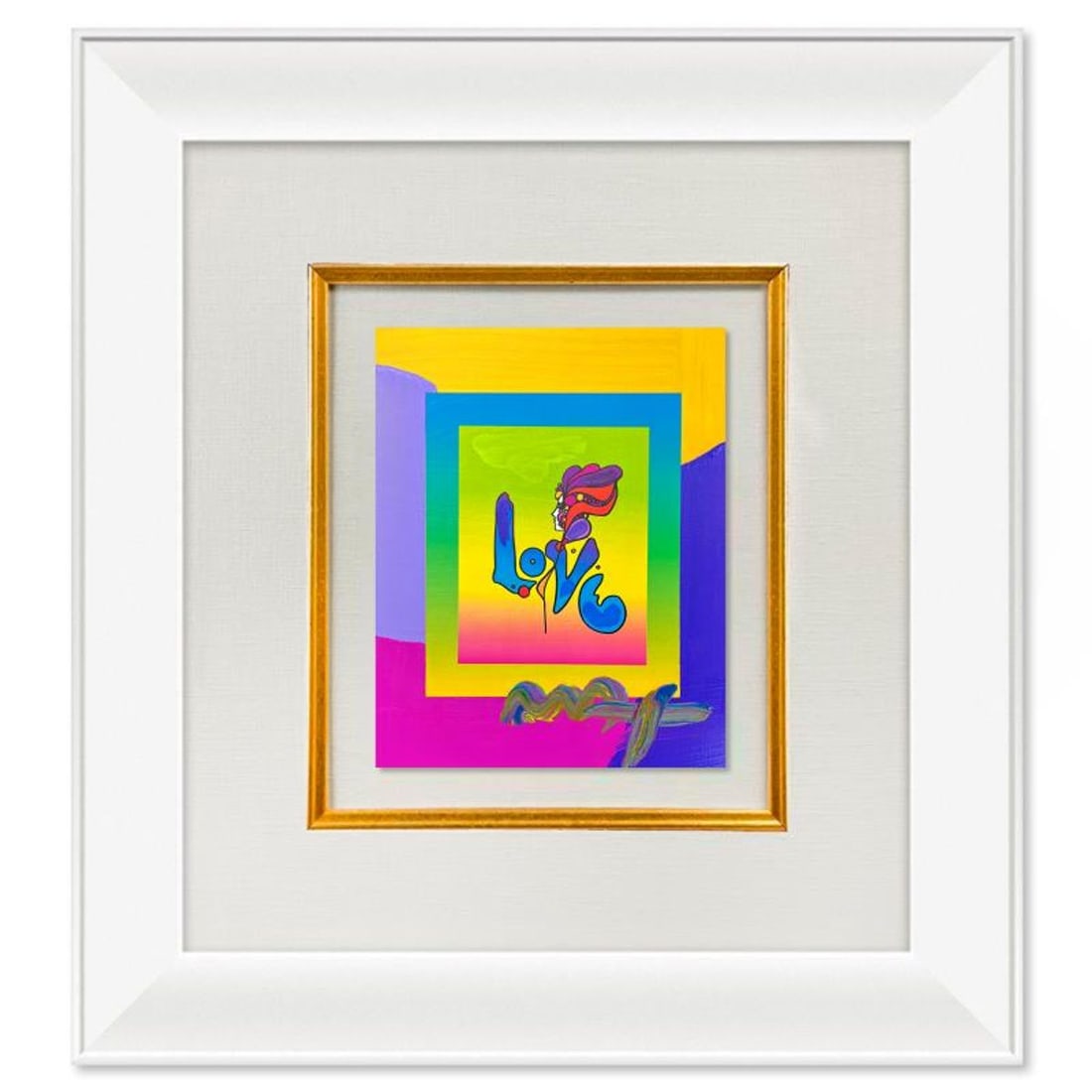 Peter Max, "Love" Framed One-of-a-Kind Acrylic Mixed Media, Hand Signed with Registration Number (1 of 2)