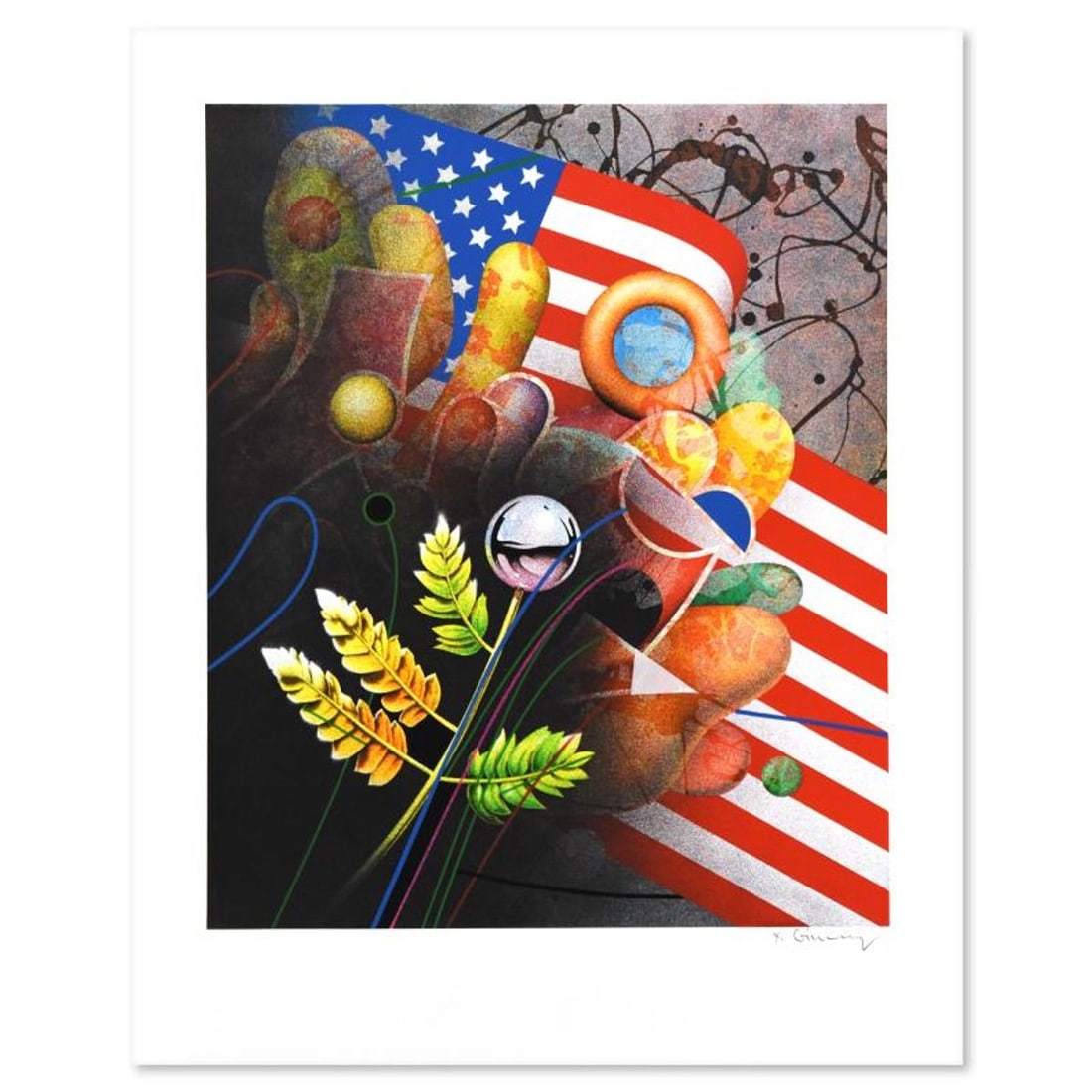 Yankel Ginzburg, "Birth of a Nation" Limited Edition Serigraph, SE Numbered 5/25 and Hand Signed: Birth of a Nation is a limited edition serigraph on paper by Yankel Ginzburg, SE numbered 5/25 and hand signed by the artist. Includes Letter of Authenticity. Measures approx. 24.5" x 30.5" (with bord