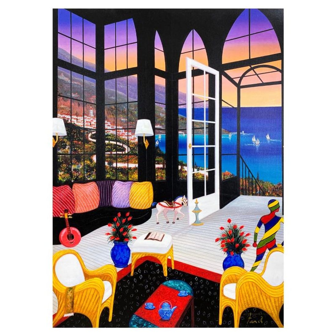 Fanch Ledan, "Gothic View" Hand Embellished Limited Edition on Canvas, Numbered Inverso and Hand: Gothic View is a hand embellished limited edition giclee on canvas by Fanch, numbered inverso and and hand signed by the artist. Includes Letter of Authenticity. Measures approx. 33" x 24" (image).