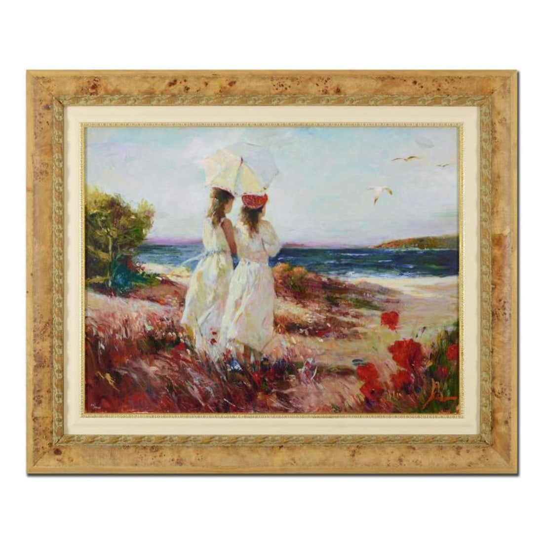 Pino (1939-2010), "Sister" Framed Limited Edition Hand Embellished Giclee on Canvas. Numbered and: Pino's portraits allow glimpses into intensely personal, intimate spaces, conveying emotion through rich, warm color and sensual brushwork. "Sister" is a hand embellished limited edition giclee on can