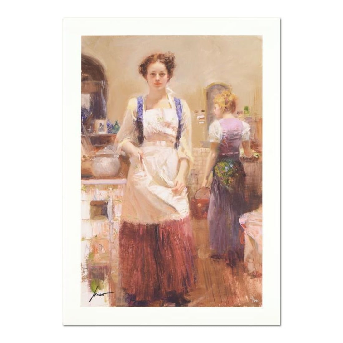 Pino (1939-2010) "The Country Chef" Limited Edition Giclee. Numbered and Hand Signed; Certificate of: The Country Chef is a limited edition giclee on paper by Pino (1939-2010). The piece comes numbered and is hand signed by the artist. Includes Certificate of Authenticity. Measures approximately 21 x 