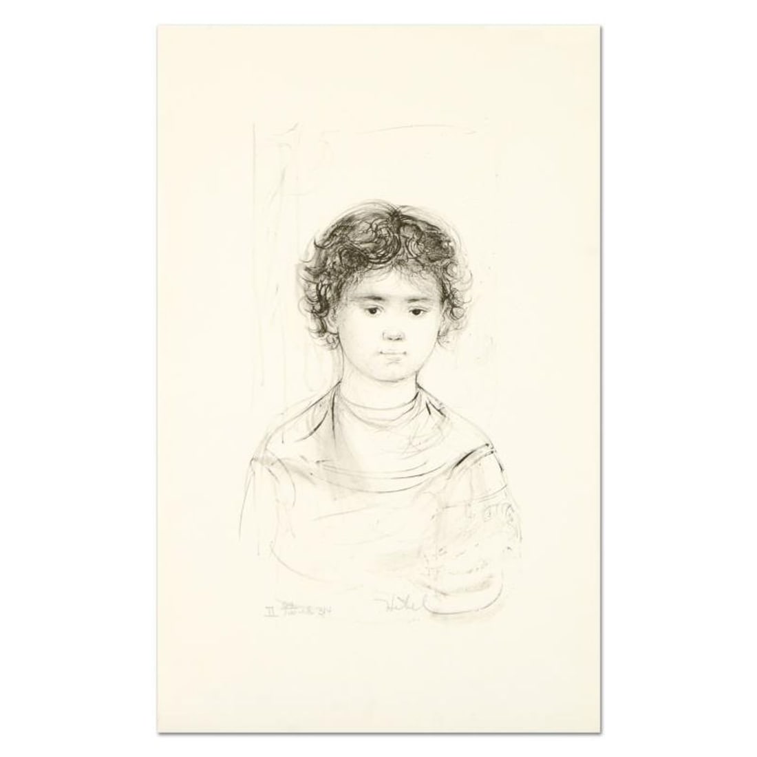 Edna Hibel (1917-2014), "Henri" Limited Edition Lithograph, Numbered and Hand Signed with: Henri is a limited edition lithograph on paper by Edna Hibel (1917-2014), numbered and hand signed by the artist. Includes Certificate of Authenticity. Measures approx. 12.5" x 20" (border), 8.5" x 14