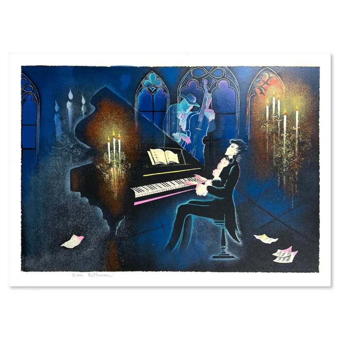 Zina Roitman, Limited Edition Serigraph, Hand Signed and Numbered, Letter of Authenticity.: This is a limited edition serigraph on paper by Zina Roitman. The piece comes hand signed by the artist, numbered, and with a letter of authenticity. Measures approximately 12" x 18". Reference#: 9335