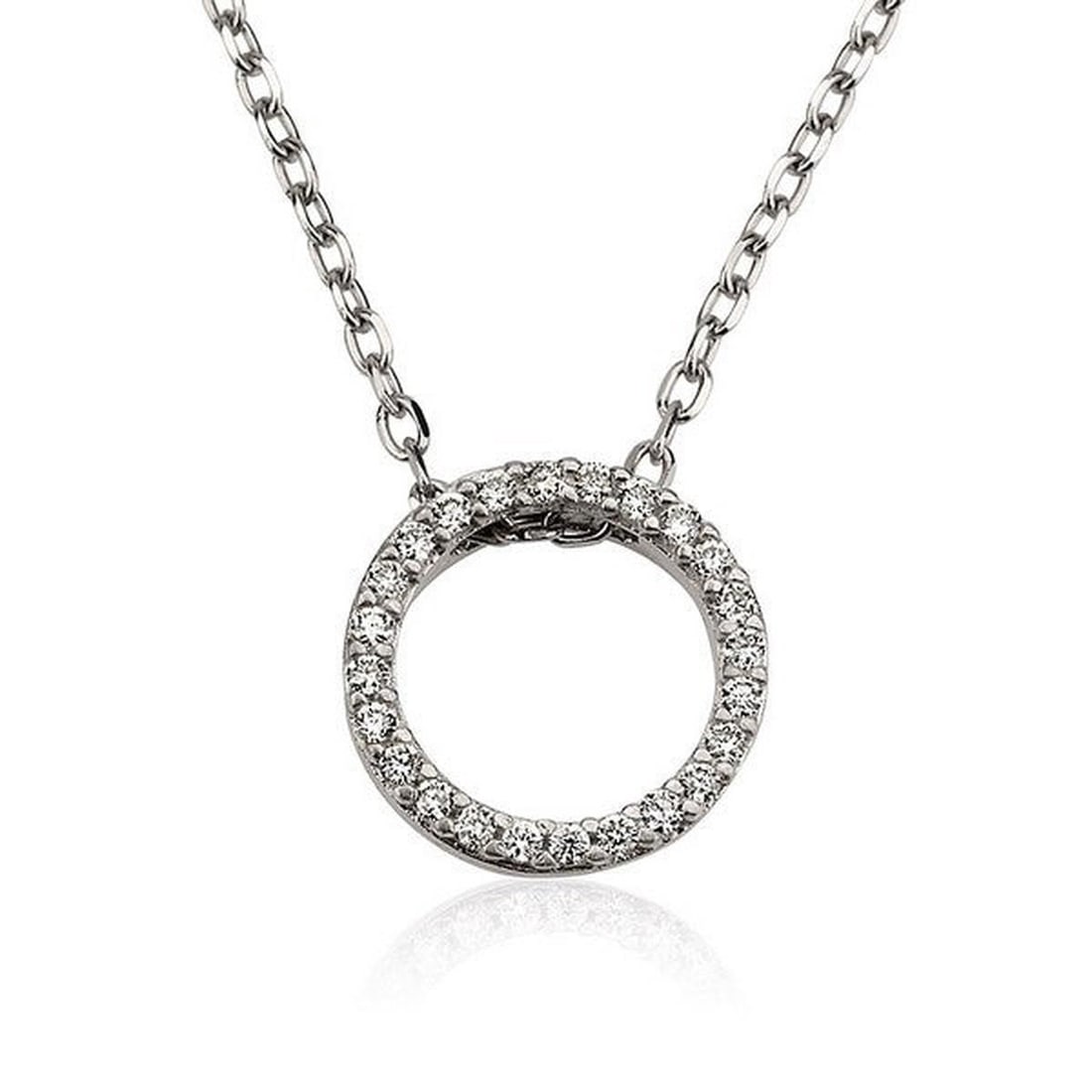 14kt White Gold 0.14ctw Diamond Pendant: One 14k white gold pendant Jewelry Weight: 2.1Grs Total Diamonds Weight: 0.14Cts Main Stones Description: Quantity: 24 Cut and shape: Round Carats Weight: 0.14 Clarity: VS Color: F DSL Appraised. Cert