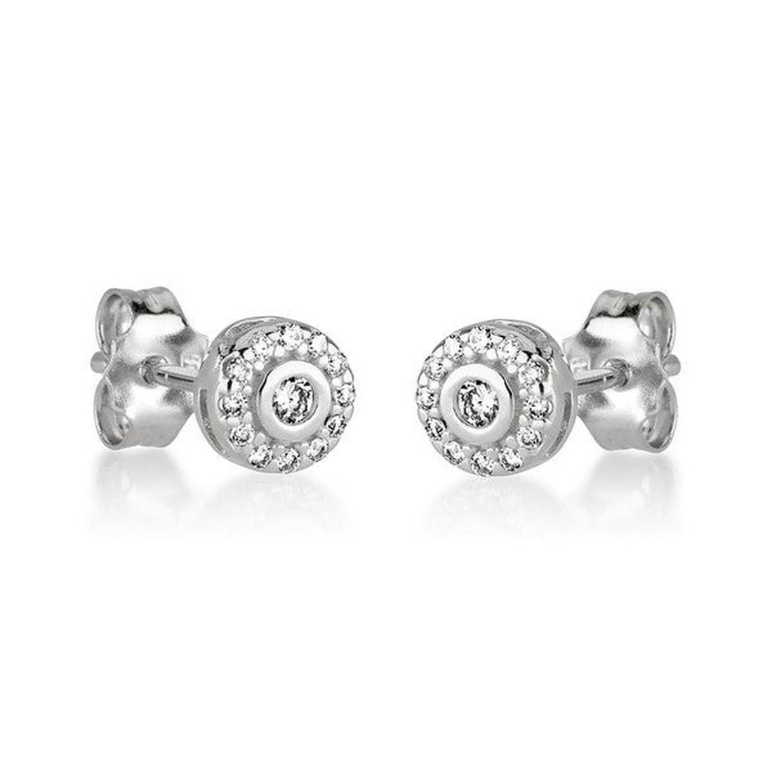 14kt White Gold 0.16ctw Diamond Earrings: One pair of 14k white gold earrings Jewelry Weight: 1.1Grs Total Diamonds Weight: 0.16Cts Main Stones Description: Quantity: 26 Cut and shape: Round Carats Weight: 0.16 Clarity: VS Color: F DSL Apprai