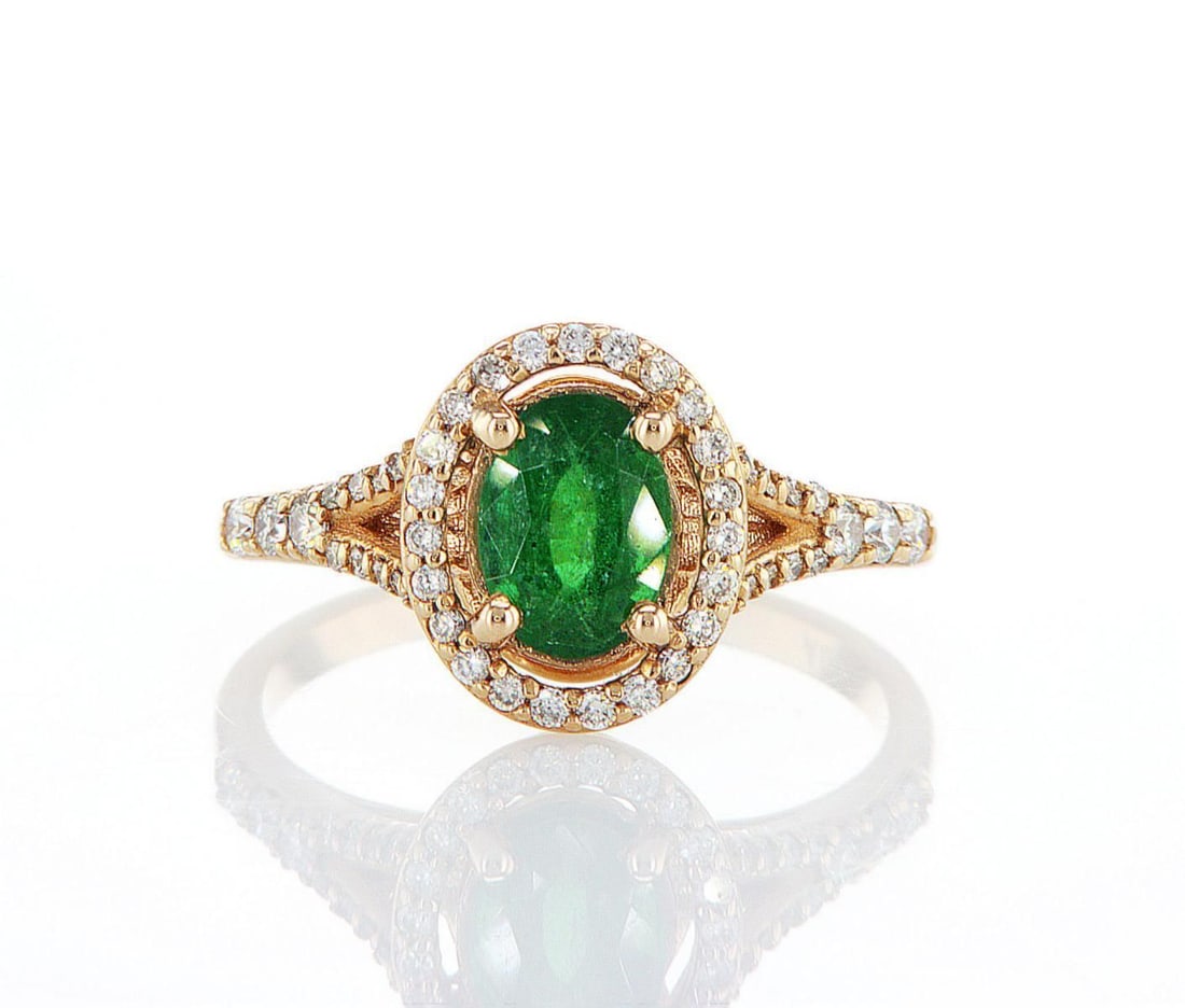 14kt Rose Gold 0.51ctw Diamond Ring: Jewelry Description Description: One 14k rose gold ring, set with natural emerald and natural diamonds. Jewelry Weight: 3.01 Grs Total Diamonds Weight: 0.51 Cts Precious Metal: 14kt Rose Gold Certific