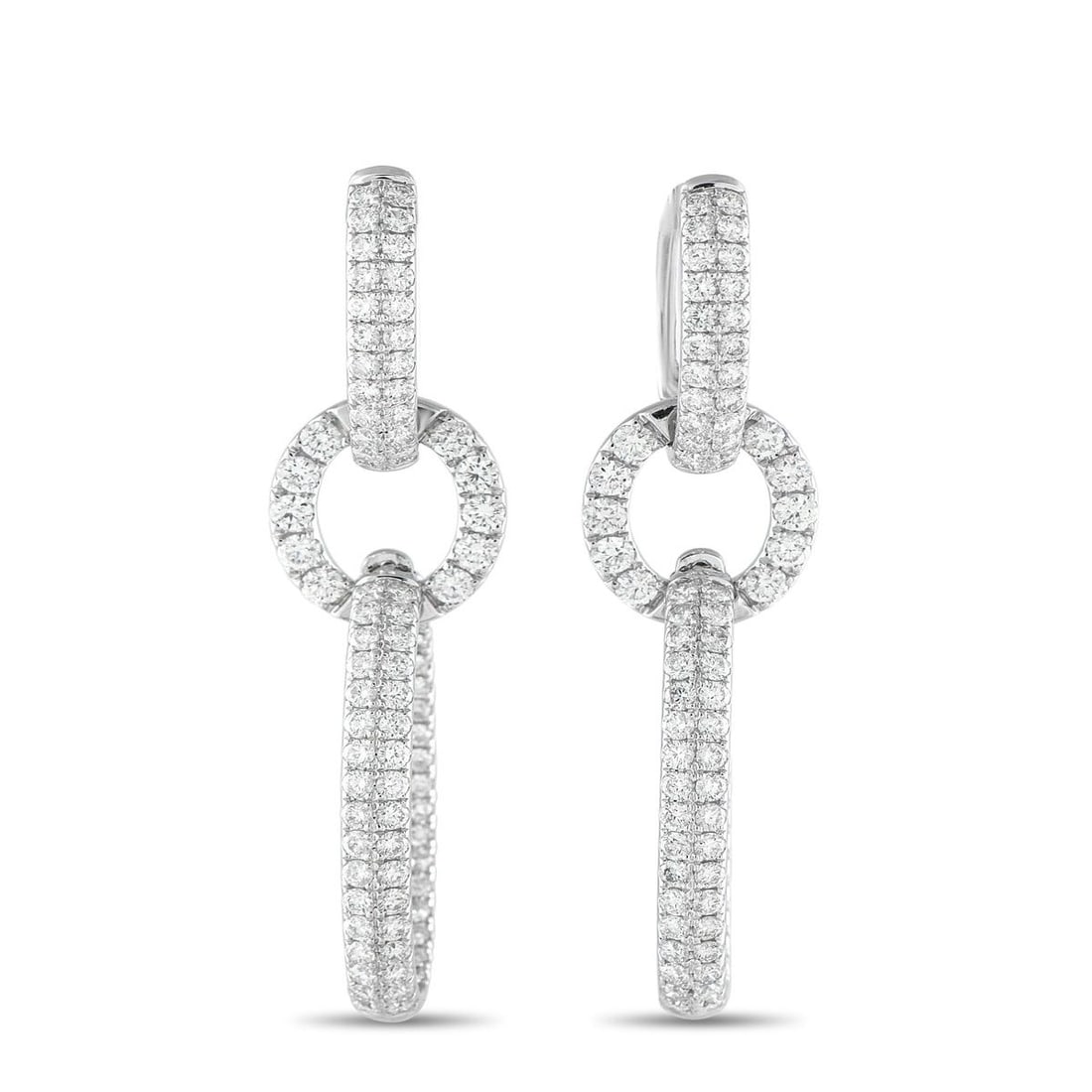 18K WHITE GOLD 3.85CT DIAMOND DANGLE EARRINGS (1 of 4)