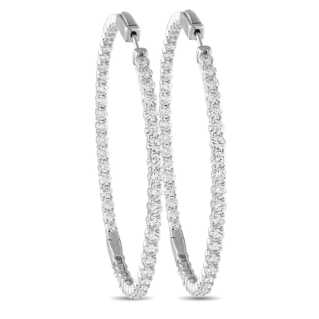 18K WHITE GOLD 7.20CT DIAMOND INSIDE-OUT HOOP EARRINGS (1 of 4)