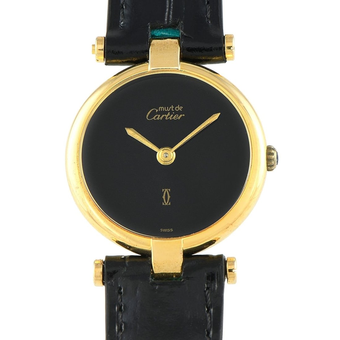 CARTIER MUST DE CARTIER VENDME BLACK DIAL VERMEIL QUARTZ WATCH (1 of 4)