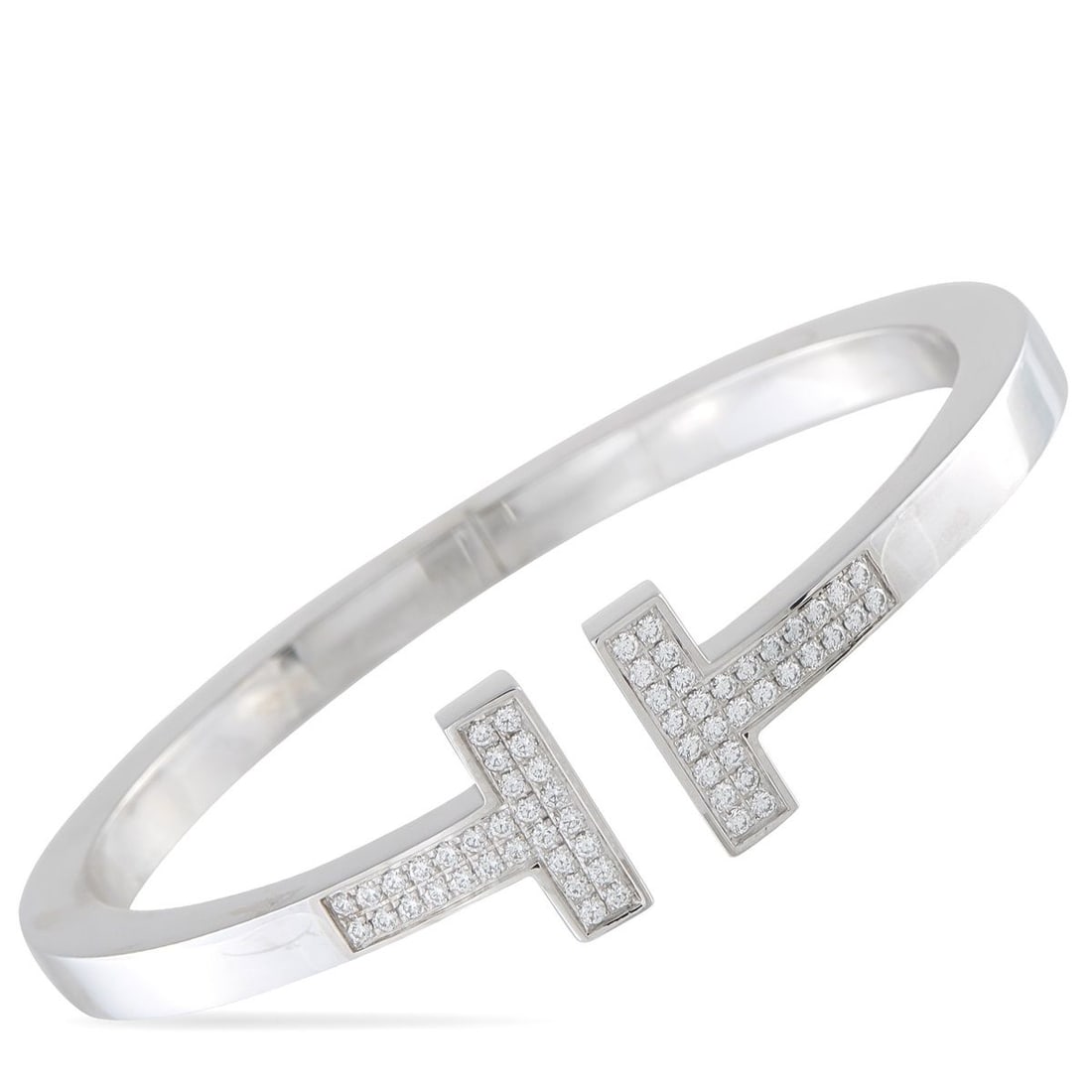 TIFFANY & CO. T 18K WHITE GOLD 0.74CT DIAMOND BRACELET SIZE LARGE (1 of 3)