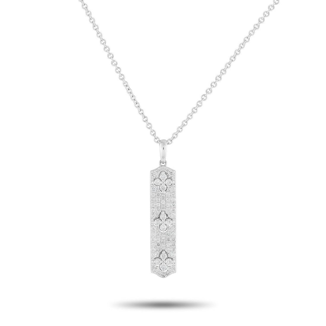 14K WHITE GOLD 0.70CT DIAMOND PENDANT NECKLACE: This luxury necklace is incredibly unique. Ideal for everyday wear, the stylish pendant is adorned with sparkling Diamonds totaling 0.70 carats. Crafted from 14K White Gold, the pendant measures 1.38 