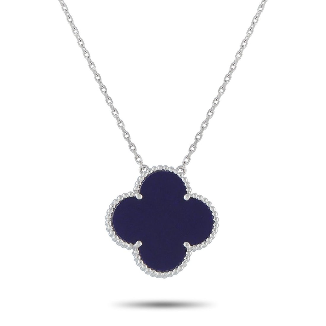 VAN CLEEF & ARPELS MAGIC ALHAMBRA 18K WHITE GOLD SEVRES PORCELAIN PENDANT NECKLACE (1 of 6)