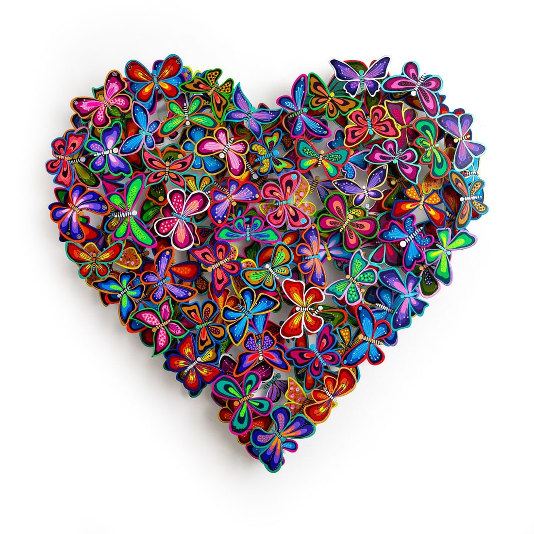 Patricia Govezensky- Original Painting on Cutout Steel "Love in Paradise": Artist: Patricia Govezensky. Medium: Original Painting on Cutout Steel. Title: Love in Paradise. Size: 31.5" x 31.5". Signature: Hand Signed by the artist. Certificate of Authenticity: Is included. Ad