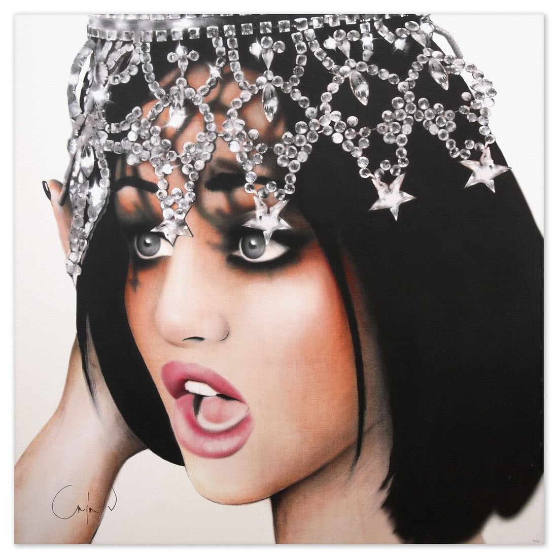 Anja Van Herle- Giclee on Canvas "Rock n Rose": Artist: Anja Van Herle. Medium: Giclee on Canvas. Title: Rock n Rose. Size: 36" x 36". Signature: Hand Signed and Numbered. Certificate of Authenticity: Is included. Additional: 75/175. Reference#: 62