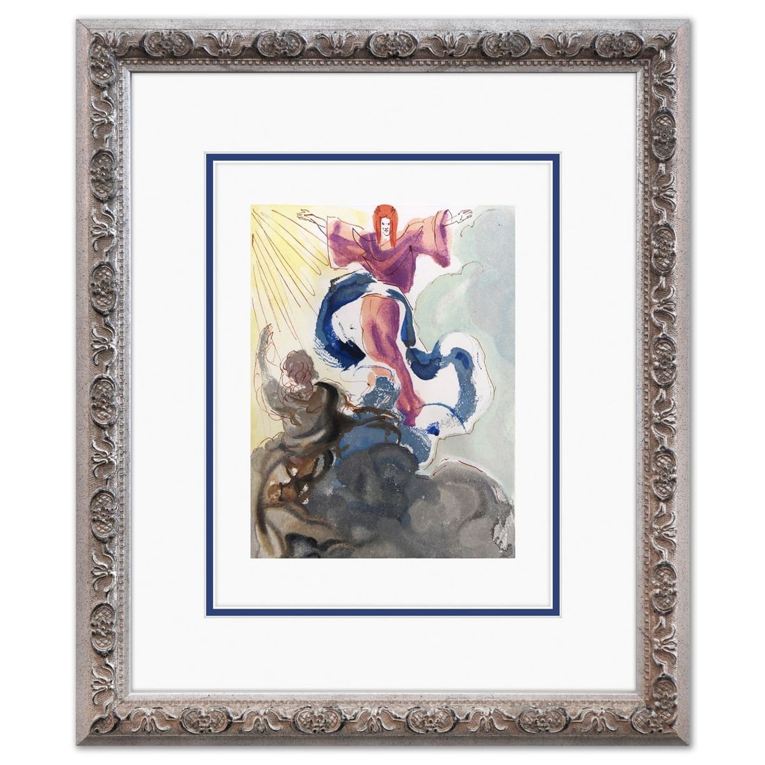 Salvador Dali- Original Color Woodcut on B.F.K. Rives Paper "Paradise 3": Artist: Salvador Dali. Medium: Original Color Woodcut on B.F.K. Rives Paper. Title: Paradise 3. Size: 13" x 10". Measures approx. 20" x 16" (framed). Certificate of Authenticity: Is included. Addition