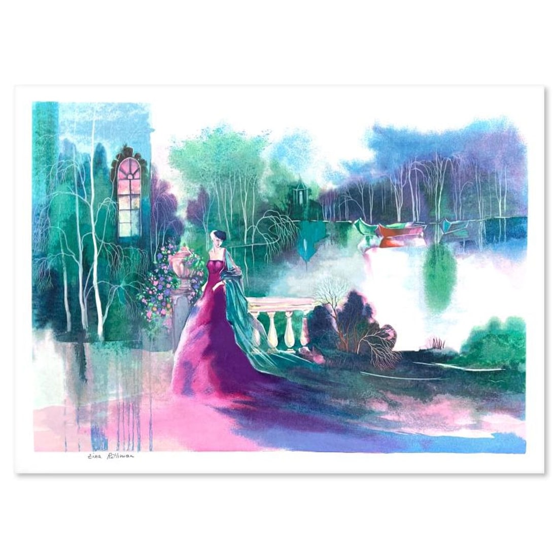 Zina Roitman, Limited Edition Serigraph, Hand Signed and Numbered, Letter of Authenticity.: This is a limited edition serigraph on paper by Zina Roitman. The piece comes hand signed by the artist, numbered, and with a letter of authenticity. Measures approximately 16.5" x 23". Reference#: 93