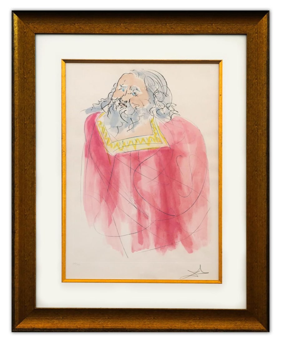Salvador Dali- Original Lithograph "Jeremiah": Artist: Salvador Dali. Medium: Original Lithograph. Title: Jeremiah. Size: 24" x 20". Measures approx. 36" x 29" (framed). Signature: Hand Signed by the artist. Certificate of Authenticity: From the p