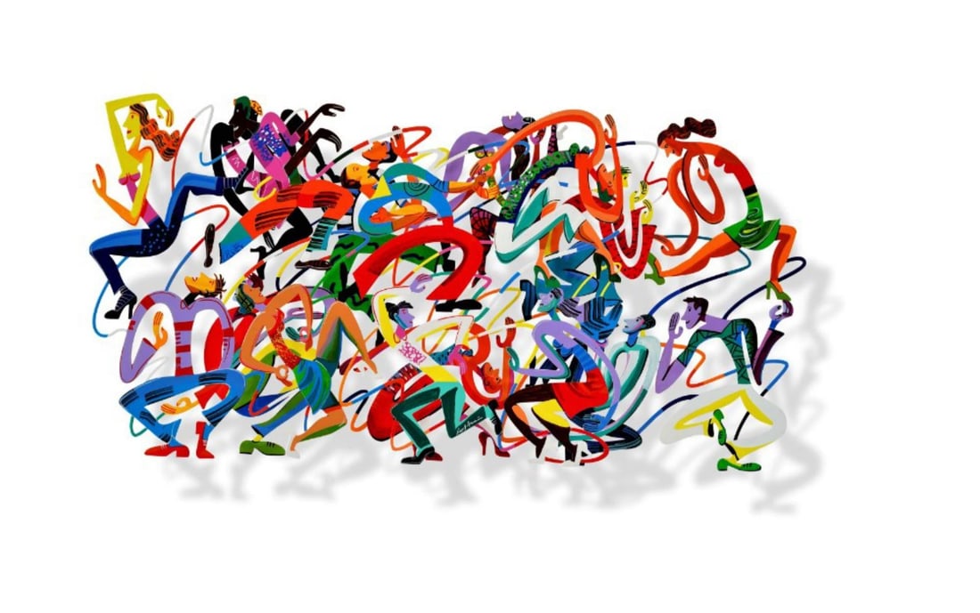 David Gerstein- Mixed Media Cutout Aluminum "Disco - Small": Artist: David Gerstein. Medium: Mixed Media Cutout Aluminum. Title: Disco - Small. Size: 35" x 24". Signature: Signed and numbered. Certificate of Authenticity: Is included. Additional: Edition of 150